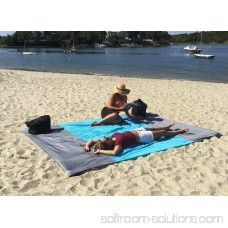 BeautyTale Compact Outdoor Beach Picnic Blanket Quick Drying Sand Proof Parasheet Mat with Corner Loops - 275*210cm (Blue+gray)